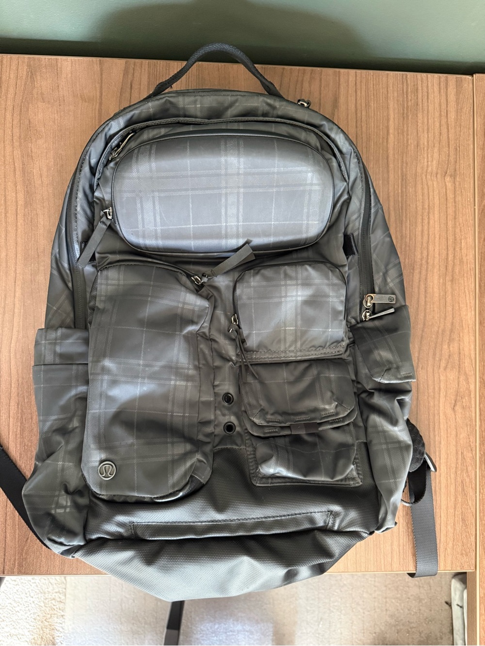 lululemon Cruiser Backpack, gray plaid